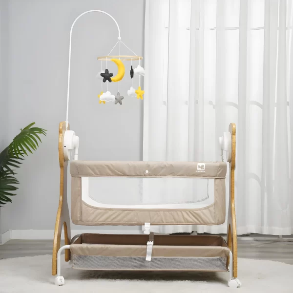 Smart Electric Baby Rocking Crib with Wheels, Multi-Functional Baby Bassinets Bed, Wholesale - 图片 5