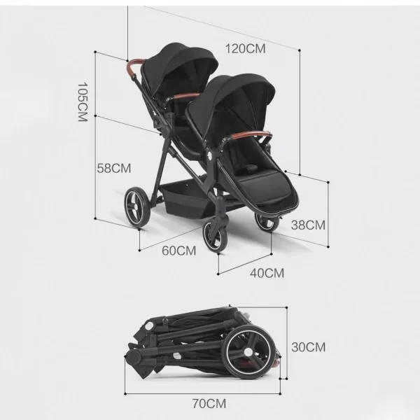 Twins Baby Stroller, Folding Baby Double Pram Stroller, Factory Supplying Wholesale - 图片 3