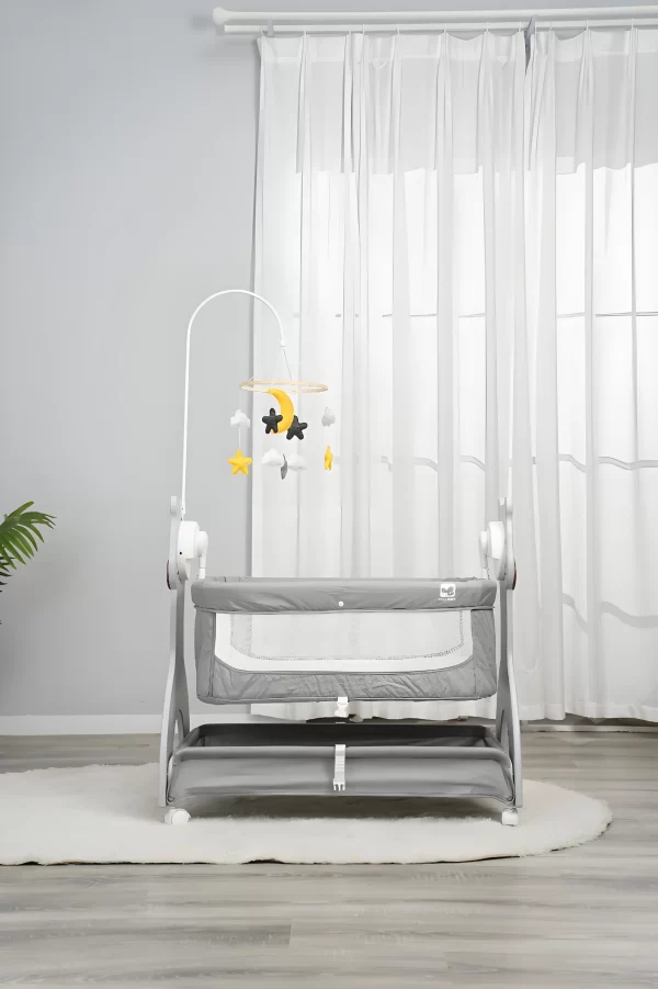 Smart Electric Baby Rocking Crib with Wheels, Multi-Functional Baby Bassinets Bed, Wholesale - 图片 4