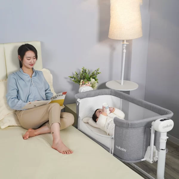 Wholesale Adjustable High Quality Electric Baby Crib Bed to Bedside Bassinet with Wheels - 图片 4