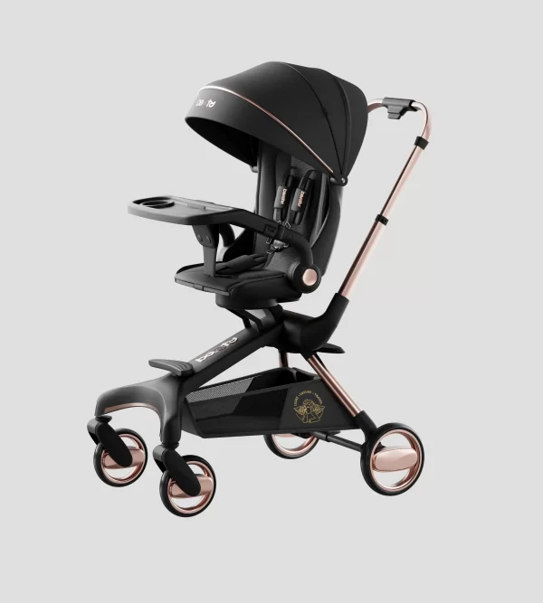 Premium 360° Rotating Baby Stroller, PU Leather Padding and Canopy, Wholesale - 图片 3