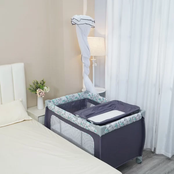 Foldable Crib Baby Portable Crib Moveable With Diaper Table Crib, Wholesale - 图片 3