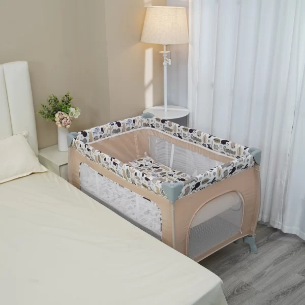 Foldable Crib Baby Portable Crib Moveable With Diaper Table Crib, Wholesale - 图片 2