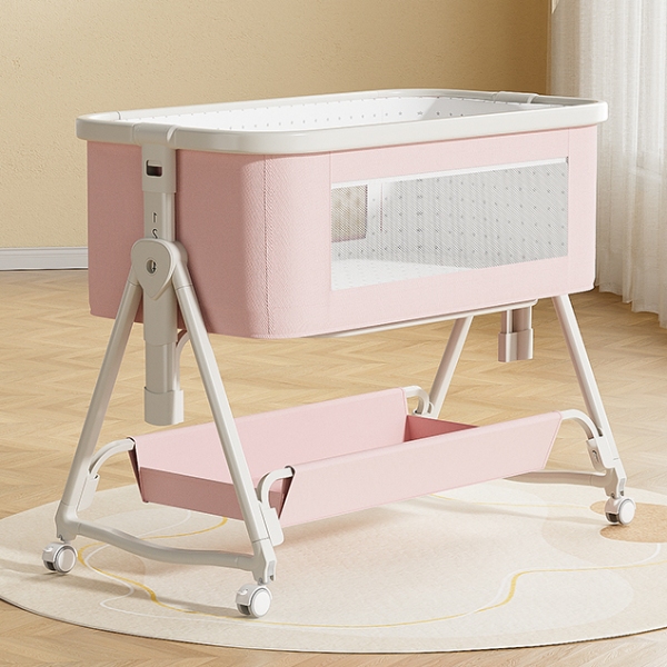 Premium Baby Bassinet with Mosquito Net – Breathable Linen & Sturdy Metal Frame, Wholesale - 图片 2