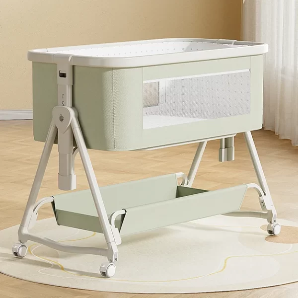 Premium Baby Bassinet with Mosquito Net – Breathable Linen & Sturdy Metal Frame, Wholesale - 图片 3