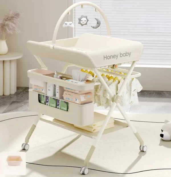 Portable Baby Changing Station for Newborn Infant with Wheels Adjustable Height Changing Table for Distributor - 图片 5