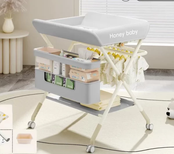 Portable Baby Changing Station for Newborn Infant with Wheels Adjustable Height Changing Table for Distributor - 图片 4