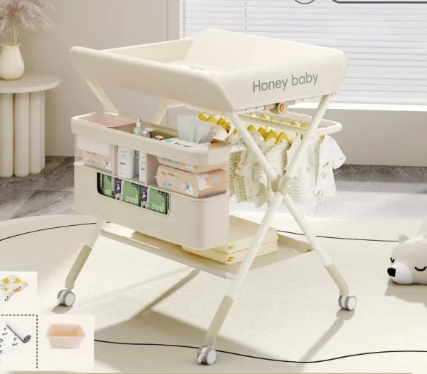 Portable Baby Changing Station for Newborn Infant with Wheels Adjustable Height Changing Table for Distributor - 图片 3