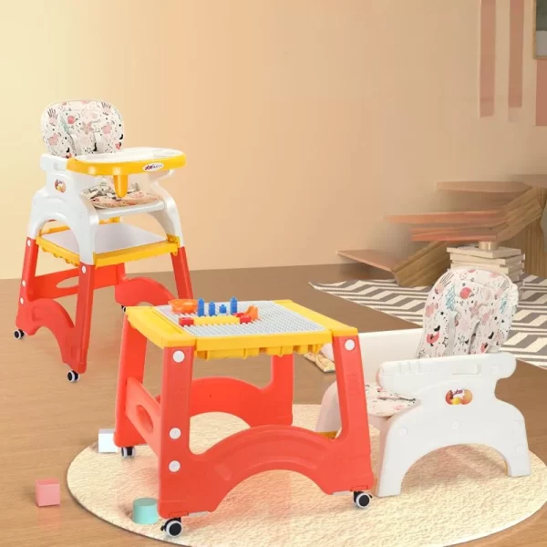 Multi-Functional Baby High Chair, Convertible to Play Table, 5-Point Harness, & Adjustable Tray, Wholesale - 图片 2