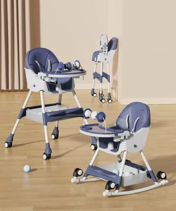 2-in-1 Baby High Chair with Rocking Horse Mode Toys Adjustable Height ...