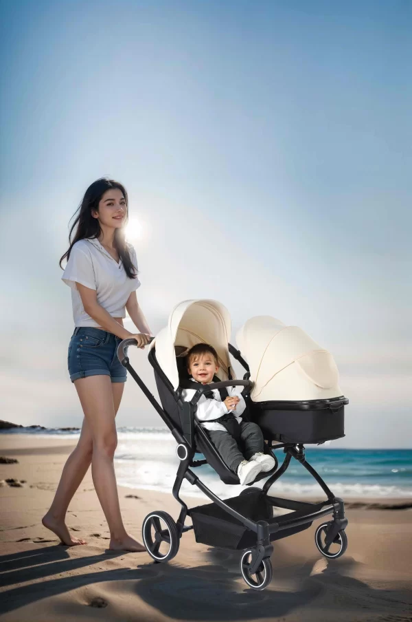 Side by Side Double Stroller Twin Stroller Lightweight Aluminum Frame 2-in-1 Reversible Seats One-Hand Fold for Distributor - 图片 6