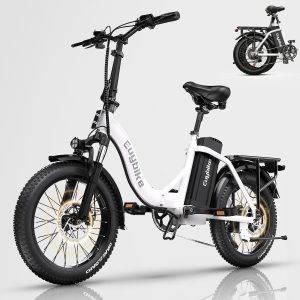 Folding Electric Bike for Adults with Peak 1000W Motor, 48V 20AH Battery up to 30MPH 80 Miles, 20" Fat Tire All Terrain Ebike, Front Suspension 7-Speed Commuter E Bike, Step-Thru