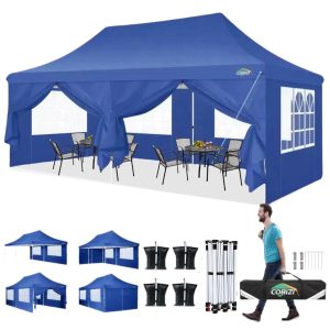 10x20 Pop Up Canopy with 6 Sidewalls,Waterproof Instant Party Tents for Weddings & Parties, Easy Up Commercial Canopy Tent,UPF 50+ UV Protection, 3-Height Adjustable Frame & 4 Sandbags