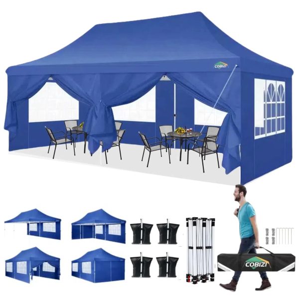 10x20 Pop Up Canopy with 6 Sidewalls,Waterproof Instant Party Tents for Weddings & Parties, Easy Up Commercial Canopy Tent,UPF 50+ UV Protection, 3-Height Adjustable Frame & 4 Sandbags