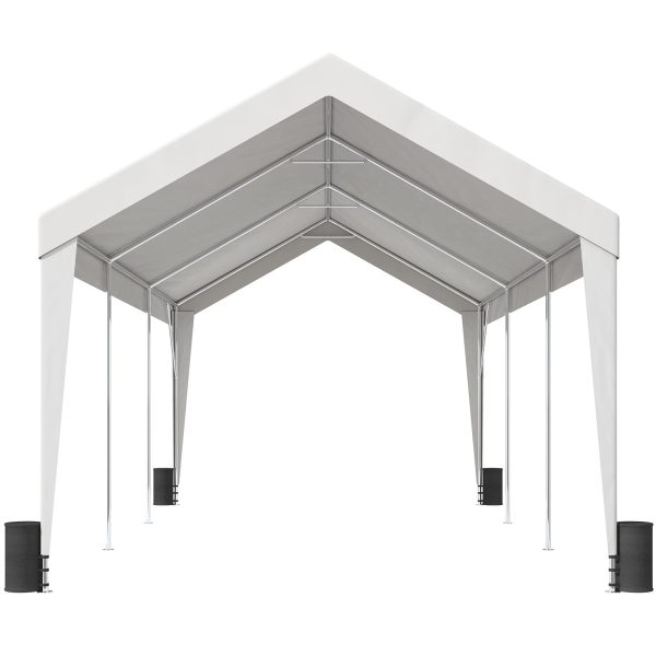 Upgraded 10x20 ft Heavy Duty Carport Car Canopy, Car Port Garage Boat Shelter Party Tent with 8 Reinforced Poles and 4 Weight Bags, UV Resistant Waterproof Tarp for SUV, Truck, Boat - 图片 10