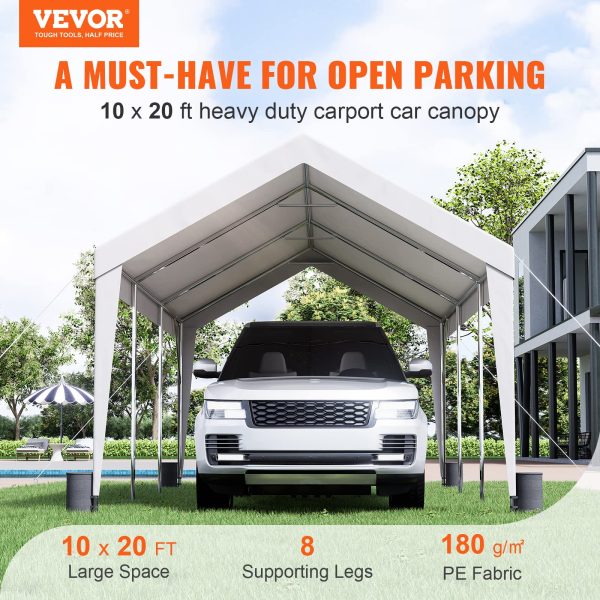Upgraded 10x20 ft Heavy Duty Carport Car Canopy, Car Port Garage Boat Shelter Party Tent with 8 Reinforced Poles and 4 Weight Bags, UV Resistant Waterproof Tarp for SUV, Truck, Boat - 图片 2