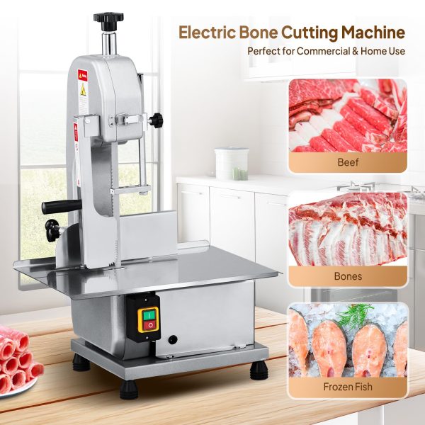 750W Electric Bone Saw Machine,0.16-7.9Inch Cutting Thickness Frozen Meat Cutter with 6 Saw Blades, Commercial Bandsaw Machine Stainless Steel 18.5 x 12.4 In Table for Chicken Fish Beef - 图片 2