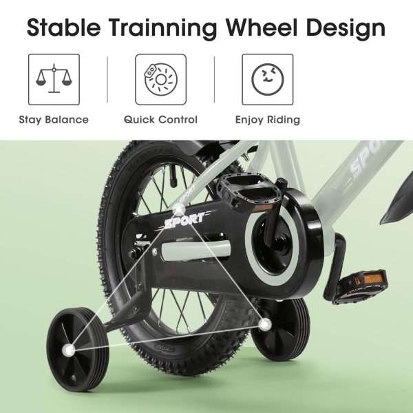 Kids Bike for Boys Girls 12 Inch Kid Bike with Removable Training Wheels Sturdy Frame Adjustable Seat Handbrake & Coaster Brake - 图片 3