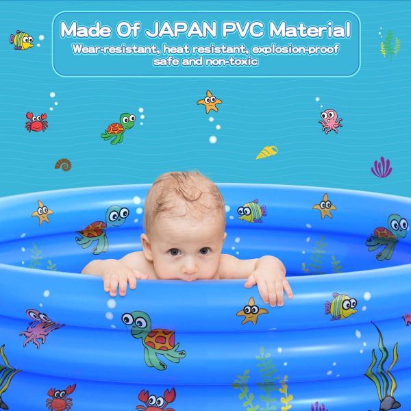 Garden Round Inflatable Baby Swimming Pool, Portable Inflatable Child/Children Little Pump Pool,Kiddie Paddling Pool Indoor&Outdoor Toddler Water Game Play Center for Kids/Girl/Boy - 图片 3