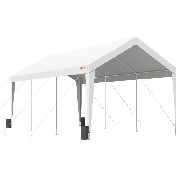 Upgraded 10x20 ft Heavy Duty Carport Car Canopy, Car Port Garage Boat Shelter Party Tent with 8 Reinforced Poles and 4 Weight Bags, UV Resistant Waterproof Tarp for SUV, Truck, Boat - 图片 4
