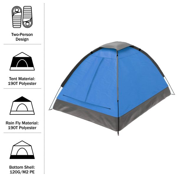 2 Person Camping Tent with Rain Fly and Carrying Bag - Lightweight Outdoor Tent for Backpacking, Hiking, or Beach Use Outdoors - 图片 4