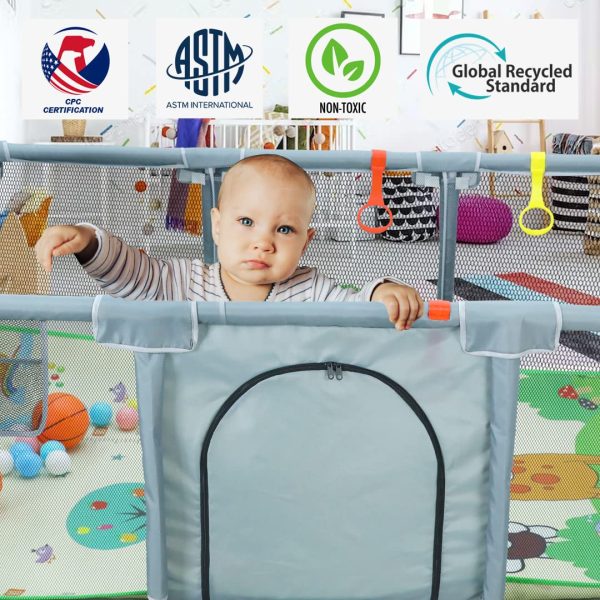 Baby Playpen with Mat, Playpen for Babies and Toddlers, Large Playpen with Mat, Sport Playpen, Play Pen with Accessories, Baby Fence, PlayPen Indoor & Outdoor Activity, Sturdy Kids - 图片 5