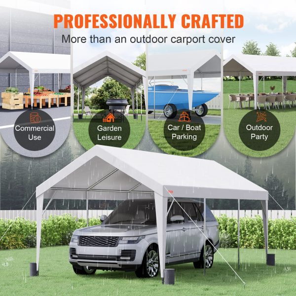 Upgraded 10x20 ft Heavy Duty Carport Car Canopy, Car Port Garage Boat Shelter Party Tent with 8 Reinforced Poles and 4 Weight Bags, UV Resistant Waterproof Tarp for SUV, Truck, Boat - 图片 6