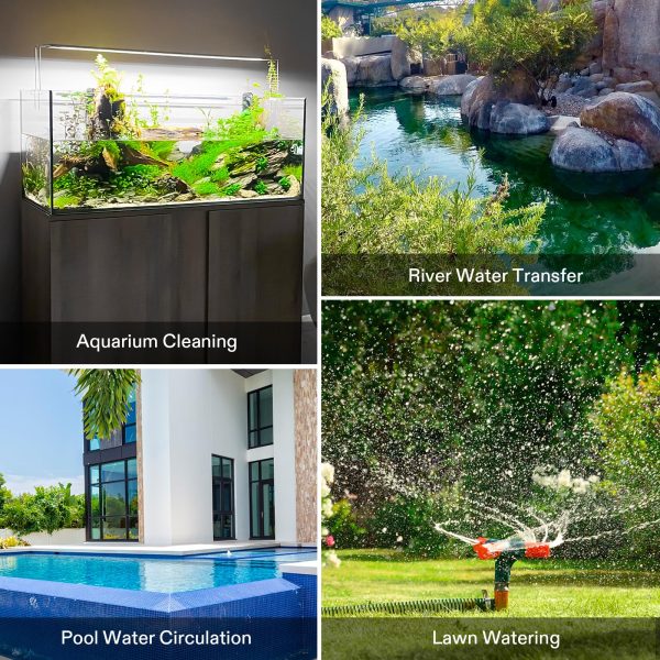 115V Water Transfer Pump, 1/10HP 330 GPH Portable Utility Pump with Water Hose Kit, Ideal for Removing Water from Gardens, Hot Tubs, Rain Barrels, Pools, Ponds, and Aquariums - 图片 7