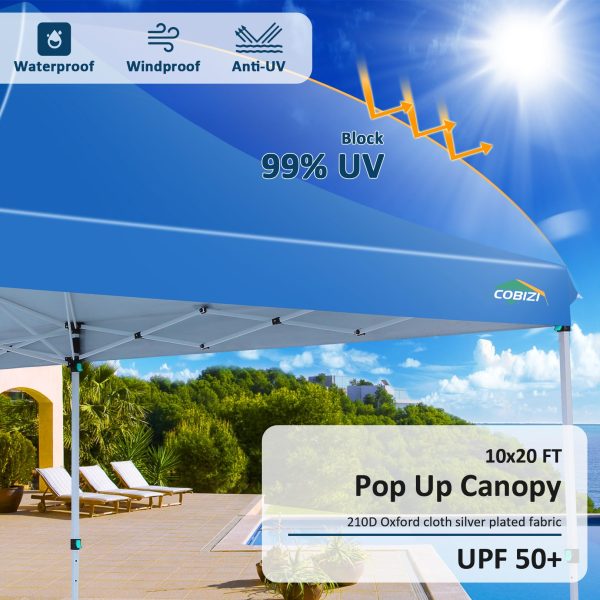 10x20 Pop Up Canopy with 6 Sidewalls,Waterproof Instant Party Tents for Weddings & Parties, Easy Up Commercial Canopy Tent,UPF 50+ UV Protection, 3-Height Adjustable Frame & 4 Sandbags - 图片 7