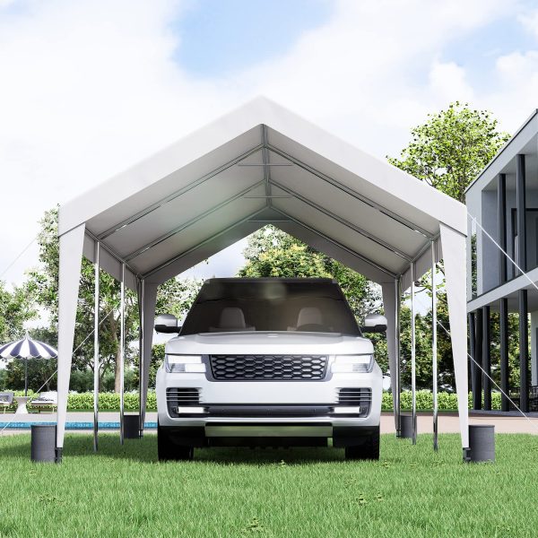 Upgraded 10x20 ft Heavy Duty Carport Car Canopy, Car Port Garage Boat Shelter Party Tent with 8 Reinforced Poles and 4 Weight Bags, UV Resistant Waterproof Tarp for SUV, Truck, Boat - 图片 9