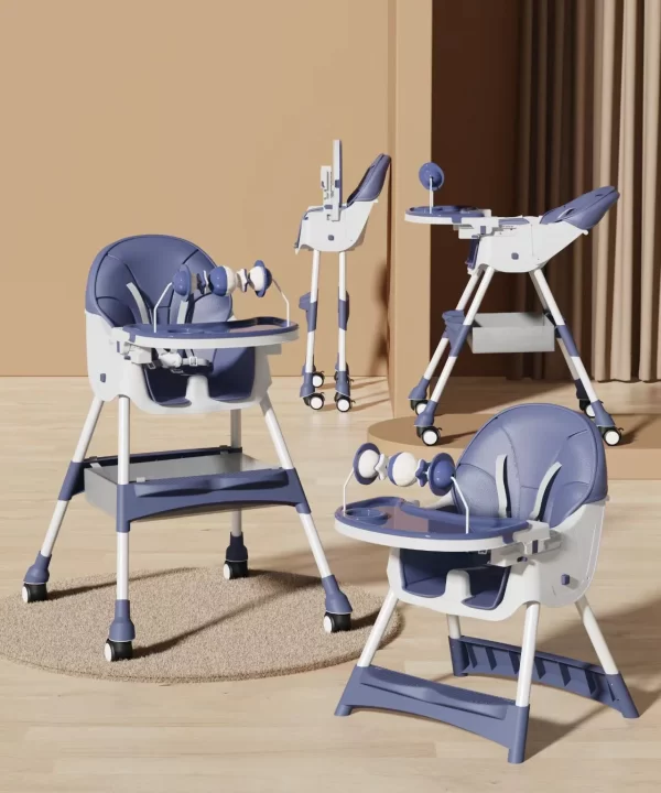 Baby High Chair with Rocking Horse Mode Toys and Adjustable Recline, Foldable Design, Comfortable & Safe for Infants, Wholesale - 图片 4