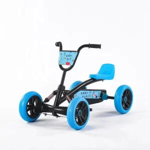 Kids Go-Kart, Four-Wheel Ride-on Toy with Adjustable Seat & Spring Suspension, Fun Outdoor Pedal Car for Children