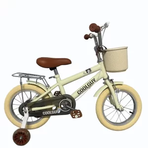 Kids Bike for Toddlers, COOLGUY Children Bicycle with Training Wheels & Basket, Cute Cream Color, Ideal for Young Riders