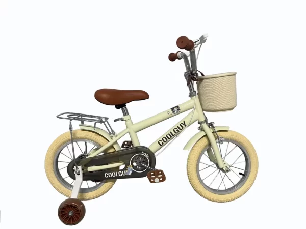 Kids Bike for Toddlers, COOLGUY Children Bicycle with Training Wheels & Basket, Cute Cream Color, Ideal for Young Riders