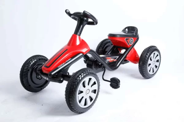 Kids' Racing-Style Tricycle, 4-Wheel Pedal Go-Kart for Toddlers, Yellow Outdoor Ride-on Toy