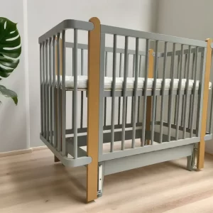 Baby Crib, 6 in 1 Convertible Mini Crib, Wood Growing Bed, 4 Adjustable Mattress Height