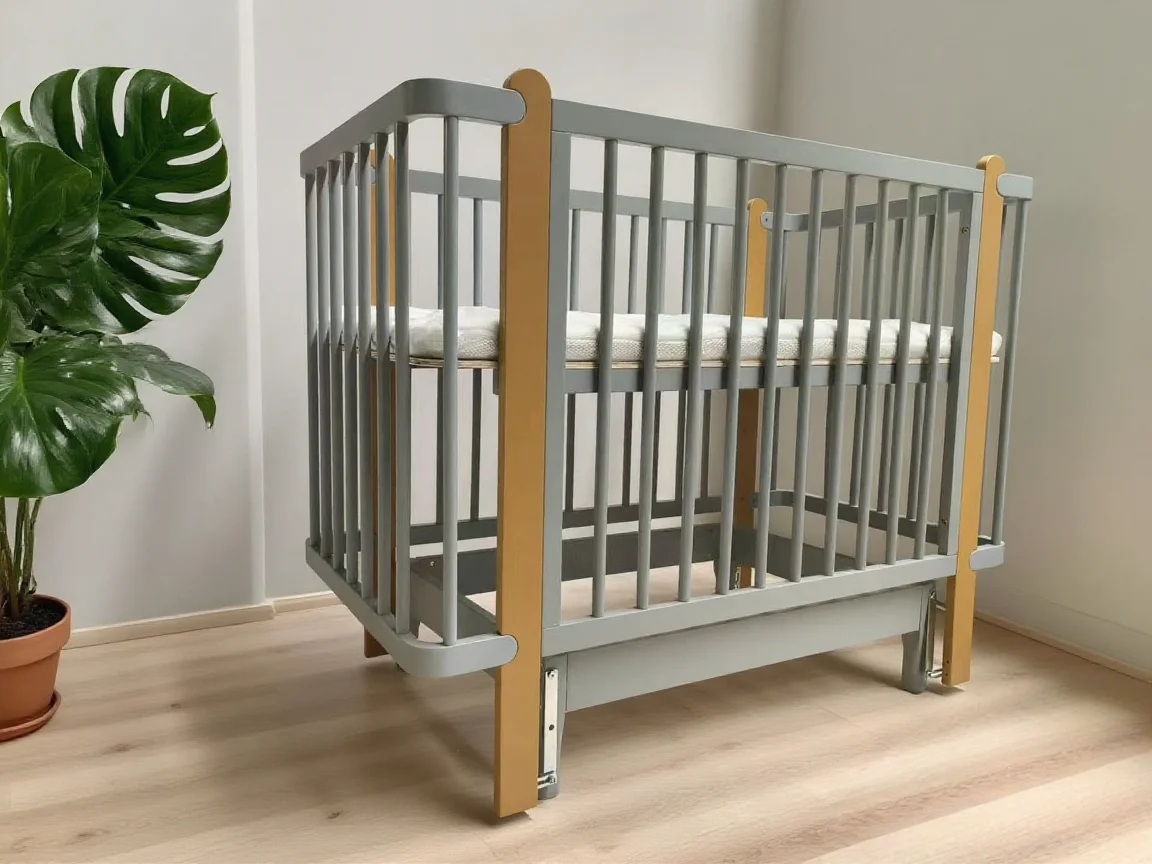 Baby Crib, 6 in 1 Convertible Mini Crib, Wood Growing Bed, 4 Adjustable Mattress Height