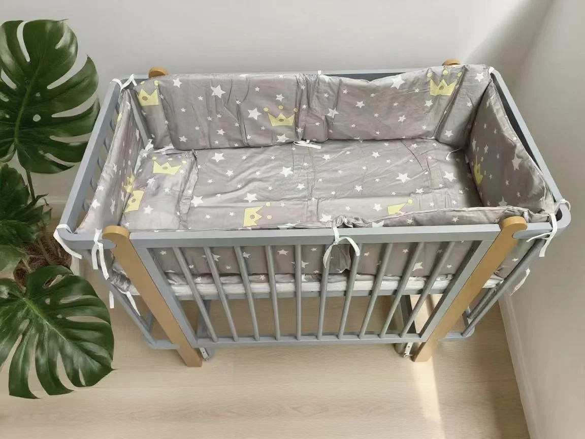 Baby Crib, 6 in 1 Convertible Mini Crib, Wood Growing Bed, 4 Adjustable Mattress Height - 图片 4