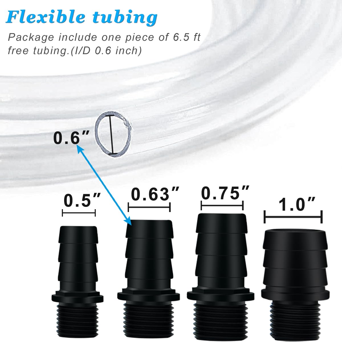 800GPH(3000L/H) Submersible Water Pump with 6.5 ft Tubing, 45W durable fountain water pump 4 Nozzles for Pond Fountain, Aquariums Fish Tank, Statuary, Hydroponics - 图片 5