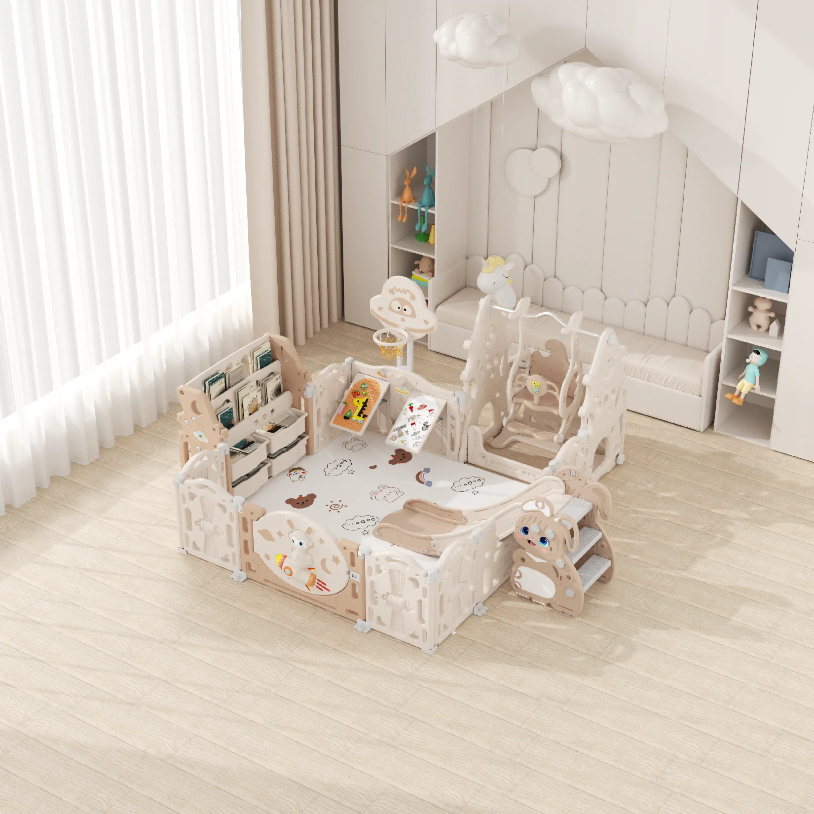 Baby Fence Kid Playpen Kids Safety Activity Center Playard Portable Design for Indoor and Outdoor - 图片 2