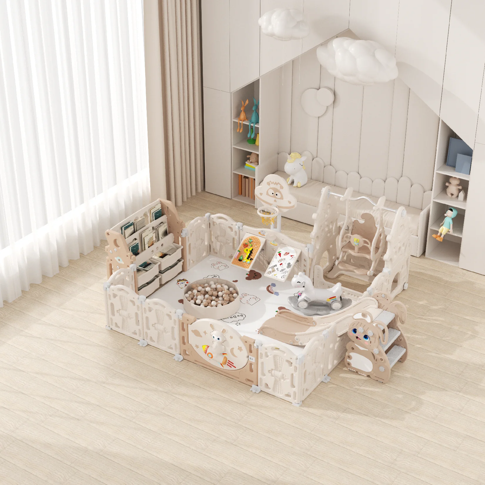 Baby Fence Kid Playpen Kids Safety Activity Center Playard Portable Design for Indoor and Outdoor