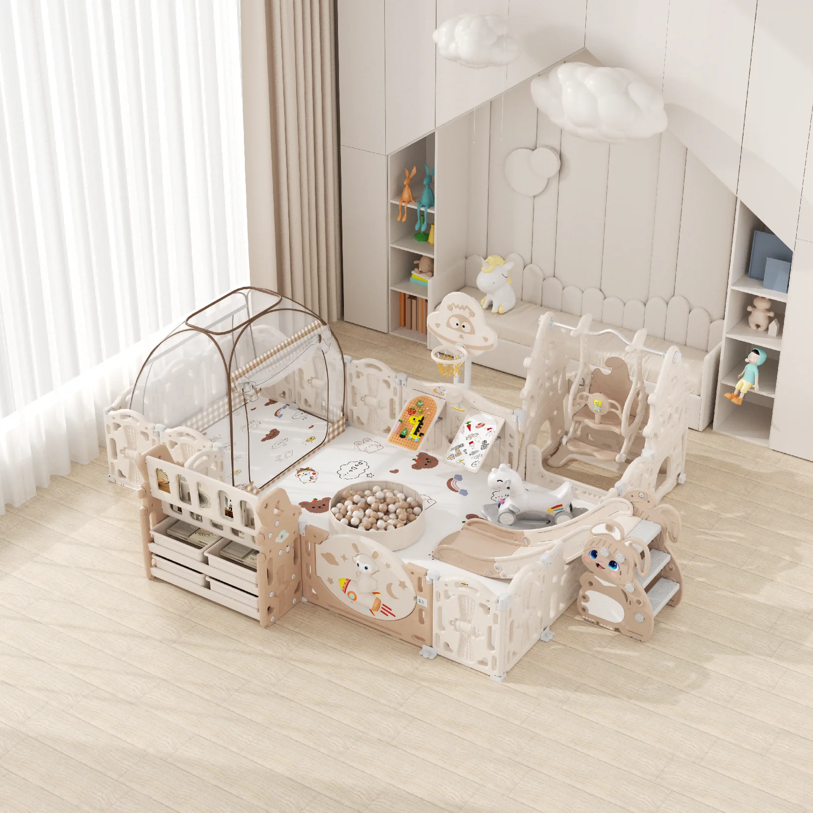 Baby Fence Kid Playpen Kids Safety Activity Center Playard Portable Design for Indoor and Outdoor - 图片 4